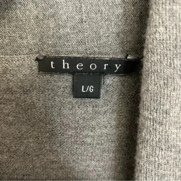 Theory Grey Merino Wool Open  Front Cardigan L - Picture 4 of 11
